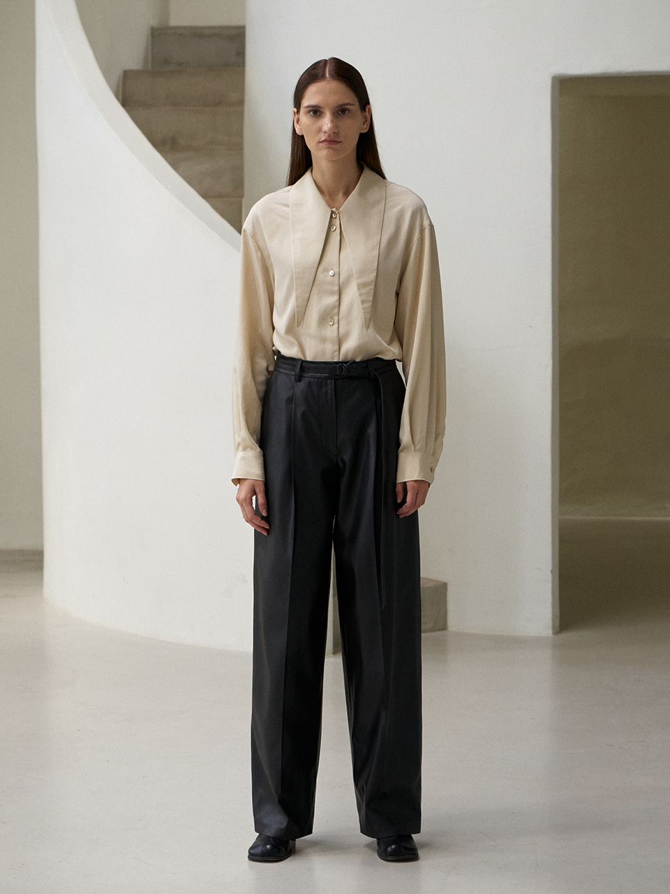 Eco leather tailored pants